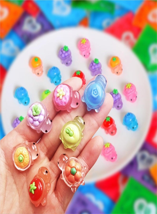 cntjv 50Pcs Mini Animals Figures to Hide Small Resin Turtles Figurines Tiny Glow in The Dark Miniature Plastic Sea Animals, Fruit, Vegetable, and Turtle Combinations in Novel Designs (7 Styles Mix) - Image 3